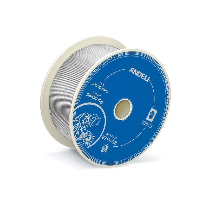 ANDELI Gasless Flux Core Welding Wire E71TGS 030 Diameter 2Lbs Low Splatter Mig Welding Wire FluxCored Wire 2 LB 030